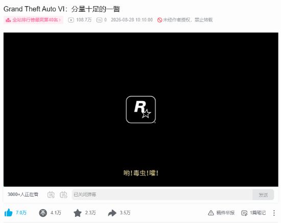 争议不断!《GTA6》国内一天百万播放 真的算凉了吗?